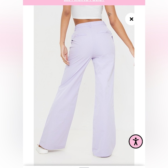 PRETTYLITTLETHING Lilac Peach Skin Straight Leg Trousers Size 2 NWT - Picture 2 of 9